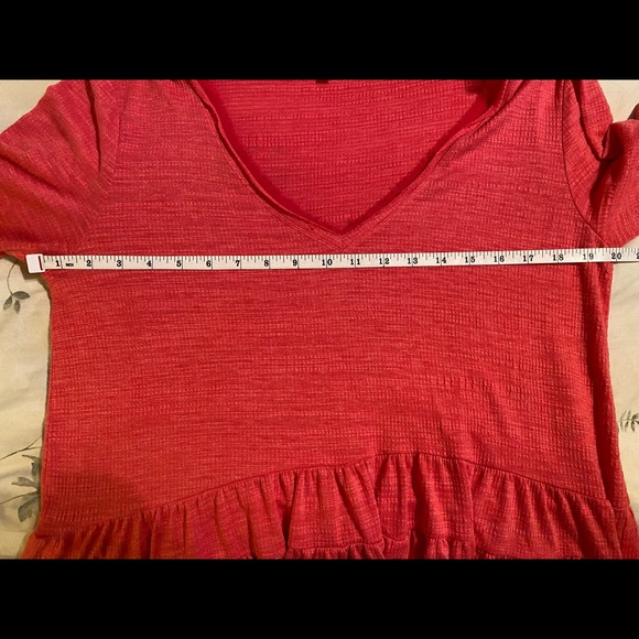 Anthropologie Deletta Thea Pink Babydoll Peplum Tiered Long Sleeves Top - Picture 6 of 11